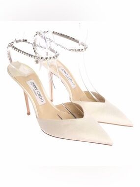 Jimmy Choo Saeda 100 Ivory Satin